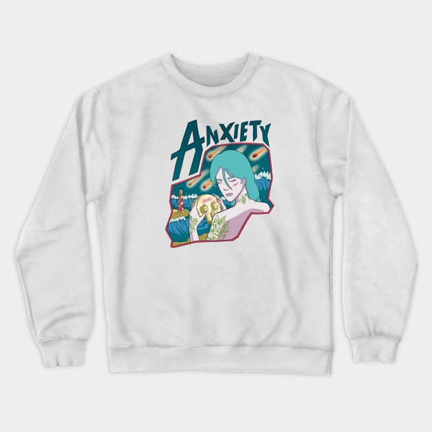 Anxiety Crewneck Sweatshirt by abcdefck.studio